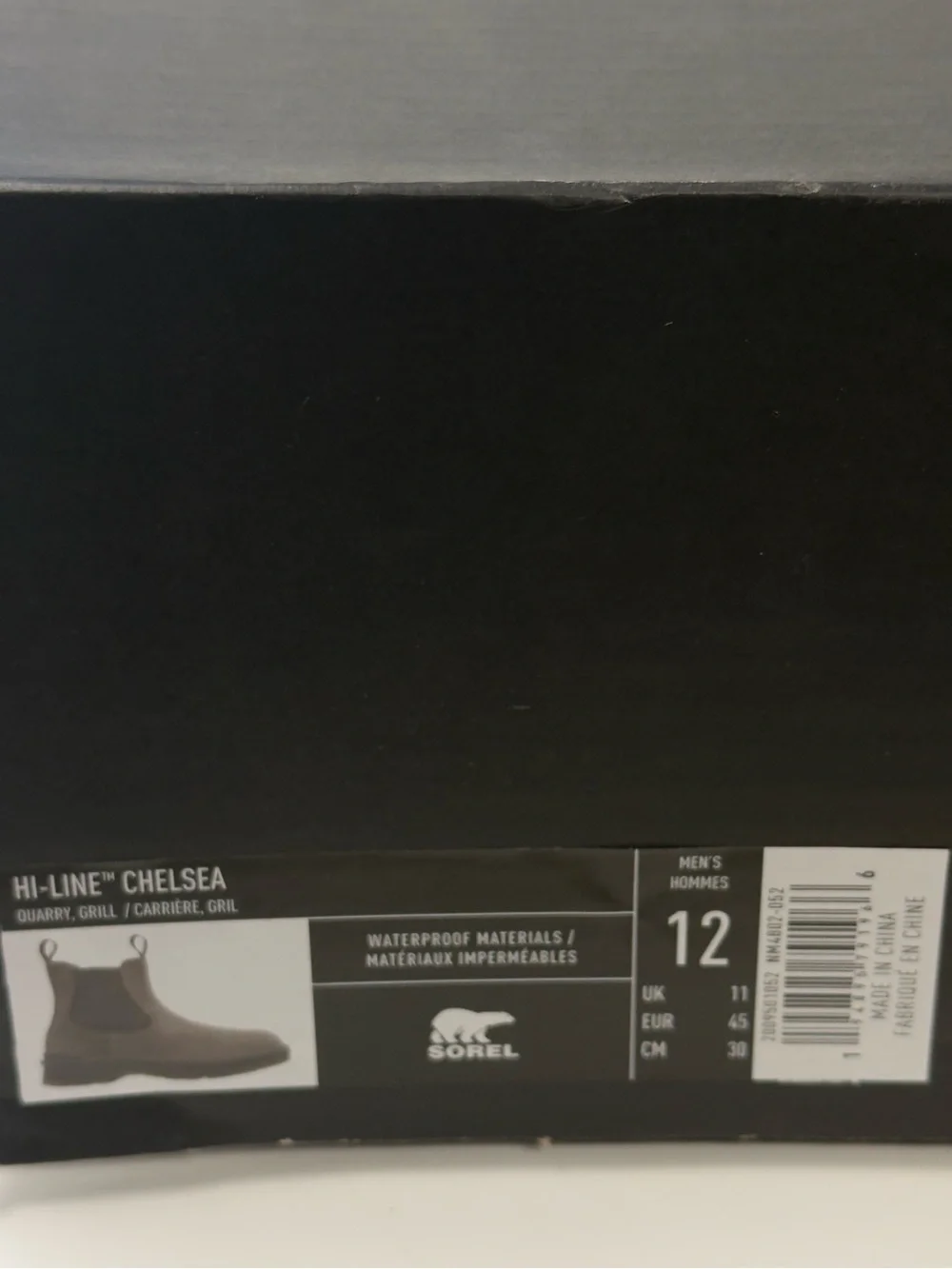 Sorel Men's Hi-Line Waterproof Chelsea Boots – Charcoal Grey Size 12